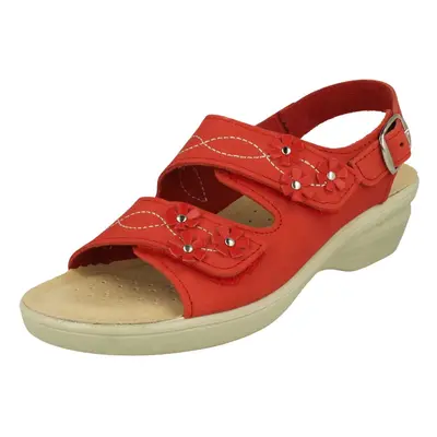 (UK 8, Red) Ladies Padders Hook & Loop Sandals Bluebell - E Fit