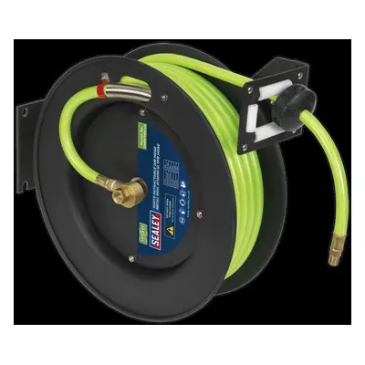 Retractable Air Hose Metal Reel 15m Ø10mm ID High-Visibility TPR Hose