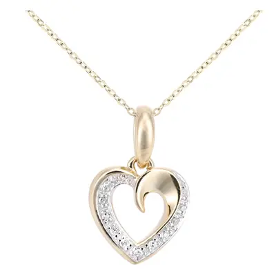 Jewelco London 9ct Yellow Gold Round 5pts Diamond Heart Pendant Necklace inch 46cm - PP0AXL5942Y