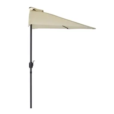 (2.7m HALF/BALCONY, Natural Cream) Parasol Aluminium Crank Full & Half Shade Umbrella