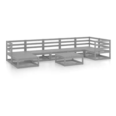 vidaXL Solid Pinewood Garden Lounge Set Piece Grey Outdoor Seating Furniture