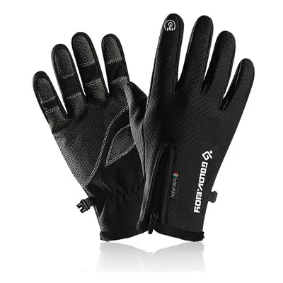 (Logo Black, L) Winter Warm Touch Screen Gloves Sports Warm Riding Skiproof Windproof Waterproof