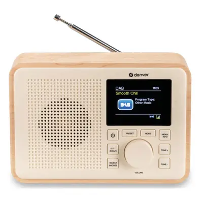 (Light Wood) Denver DAB-60 Portable DAB+ Digital Radio with Bluetooth Made Using BioPlastics