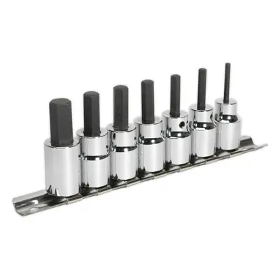 7pc Hex Socket Bit Set 3/8" Square Drive 3mm to 10mm - 48mm Long Shaft S2 Steel