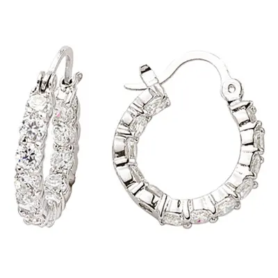 Jewelco London Ladies Sterling Silver Cubic Zirconia Full Eternity Hoop Earrings 18mm - GVE238