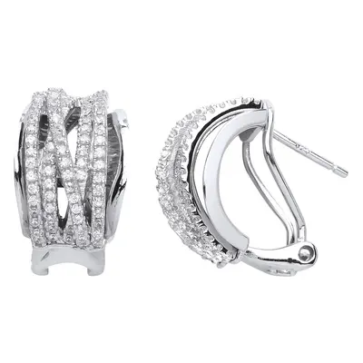 Jewelco London Ladies Sterling Silver Cubic zirconia Multi Strand Huggie Drop Earrings - GVE573