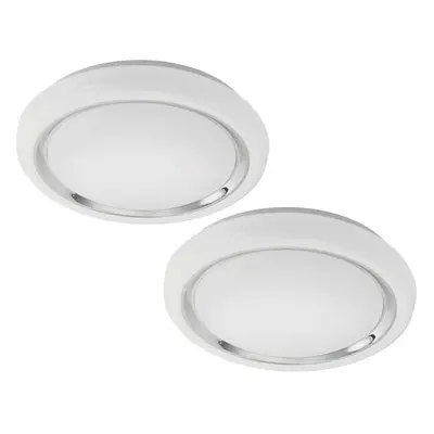 2 PACK Wall Flush Ceiling Light Colour White Shade White Chrome Plastic LED 23W