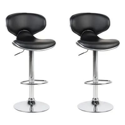 Set of Bar Chairs CONWAY Faux Leather Swivel Black