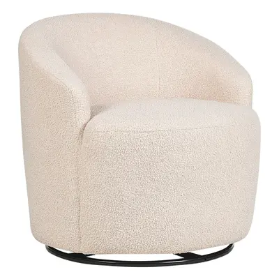 Boucle Swivel Armchair Beige DAVIK