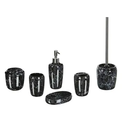 Ceramic 6-Piece Bathroom Accessories Set Black PALMILLA