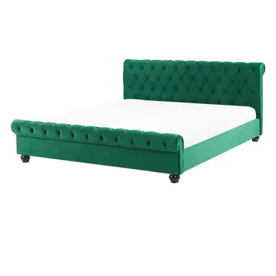 Slatted Bed AVALLON x cm (EU Super King) Velvet Emerald Green