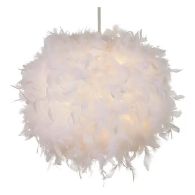 Litecraft Glow Light Shade 40cm Easy Fit Feather Ball Lampshade White