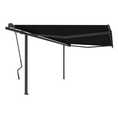 vidaXL Manual Retractable Awning with Posts 4x3.5 m Anthracite Garden Patio