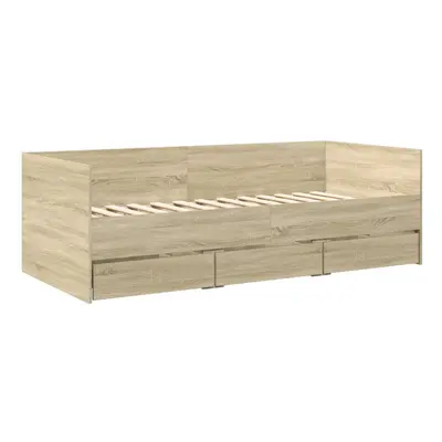 (sonoma oak, x cm) vidaXL Daybed with Drawers Sofa Bed Grey Sonoma 100x200 cm Engineered Wood