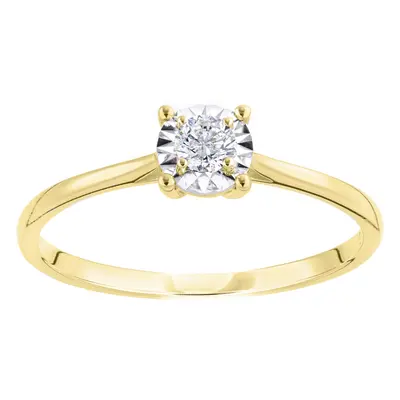 (K) Jewelco London 18ct Yellow Gold Women Round Diamond Engagement Halo Ring