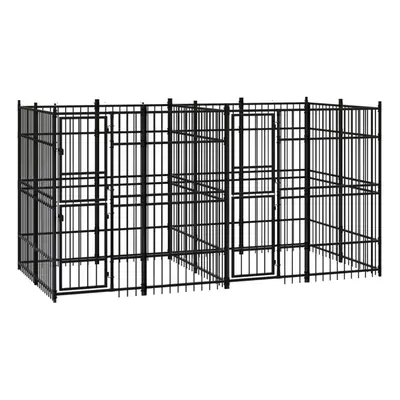 vidaXL Outdoor Dog Kennel Steel 7.37 m? Patio Puppy Enclosure Dog House Cage