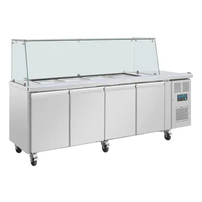 Polar U-Series GN Saladette Counter with Square Sneeze Guard Door