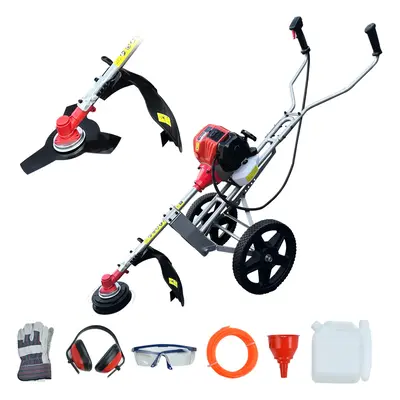 BU-KO 52cc Petrol Strimmer with Mounted Push Wheel Garden Tool