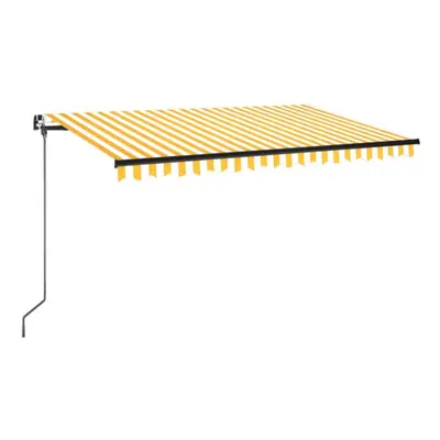 vidaXL Manual Retractable Awning with LED 450x350 cm Yellow and White Outdoor