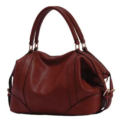 (burgundy) Women Handbag European Style PU Leather Large Capacity Messenger Bag