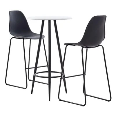 vidaXL Piece Bar Set with White Tabletop Plastic Black Pub Table and Chairs