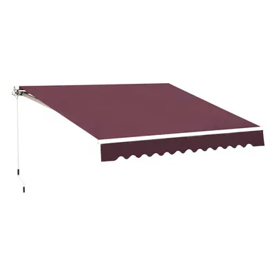 Outsunny Garden Sun Shade Canopy Retractable Awning, x 2.5m, Wine Red