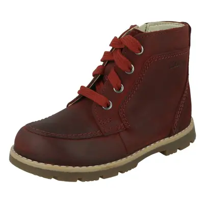 (Burgundy, UK 6.5 Infant) Boys Clarks Ankle Boots Heath Dash T