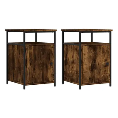 (smoked oak, pcs) vidaXL Bedside Cabinets Nightstand Bed Table pcs Sonoma Oak Engineered Wood