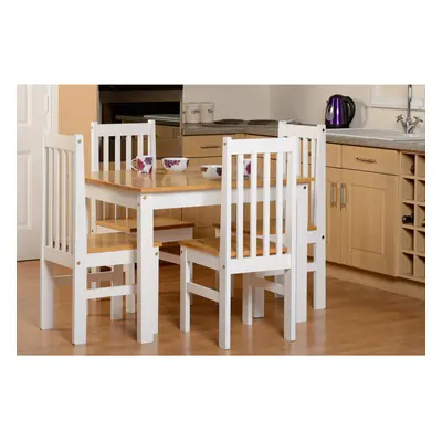 Seconique Ludlow Pine Seater Dining Set - Oak & White Lacquer Finish