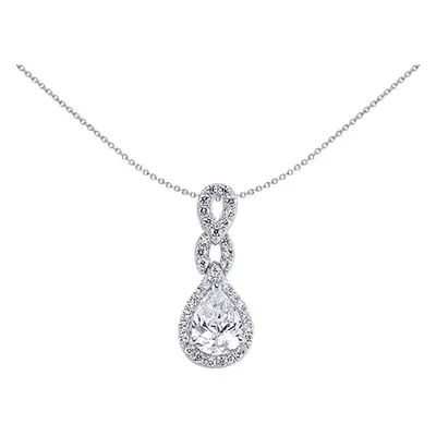 Jewelco London Ladies Sterling Silver Pear Cubic Zirconia Infinity Teardrop Pendant Necklace inc