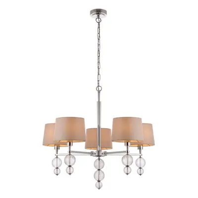 Ceiling Pendant Light Polished Nickel Plate & Marble Silk x 40W E14