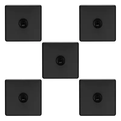 5 PACK Gang Single Retro Toggle Light Switch SCREWLESS MATT BLACK 10A Way