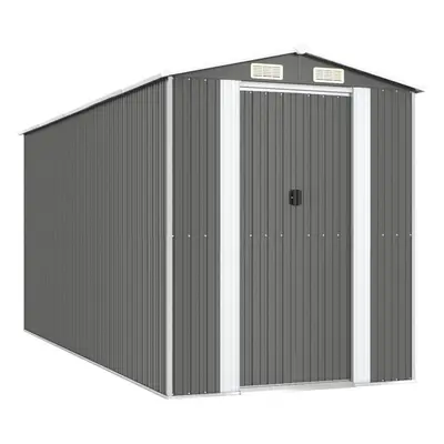 (192 x x cm (L x W x H)) vidaXL Garden Shed Galvanised Steel Outdoor Tool Storage Patio Lawn Too