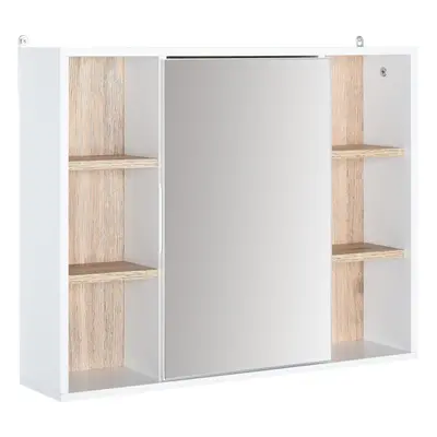 HOMCOM Wall Mounted Bathroom Storage Cabinet w/ Mirrored Door, Adjustable Shelf