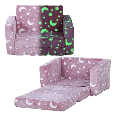 AIYAPLAY in Kids Folding Bed with Glow in The Dark Cosmic Design, Pink