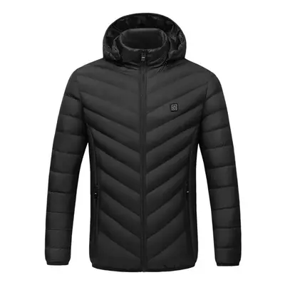 (Black, XL) Electric USB Intelligent Heated Coats Jackets Hooded Heating Back + Neck Vest Winter