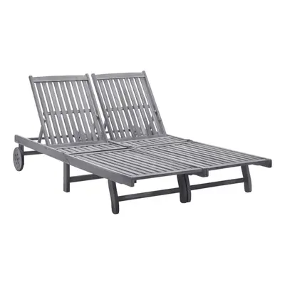 2-Person Sun Lounger Solid Acacia Wood