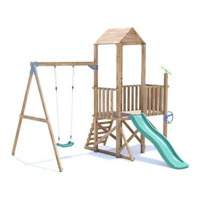 BalconyFort Climbing Frame with Single Swing, Low Platform & Slide