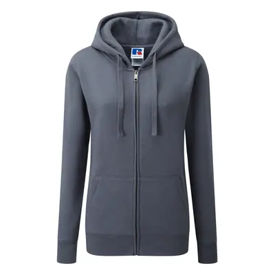 (S, Convoy Grey) Russell Ladies Premium Authentic Zipped Hoodie (3-Layer Fabric)