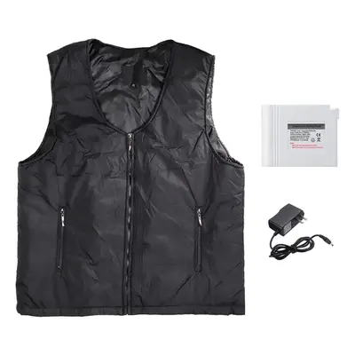 (XL) Electric Black Vest Heated Waistcoat Cloth Thermal Warm Pad Winter Body Warmer