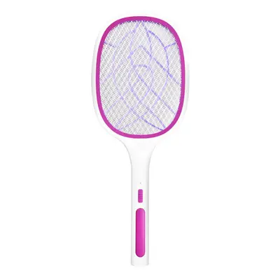 (Pink) 10/6LED Electric Flies Mosquito Swatter 3000V Anti Mosquito Fly Bug Zapper Racket Recharg