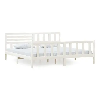 (white, x cm) vidaXL Bed Frame Bed Base Bedstead Bedroom Mattress Foundation Solid Wood