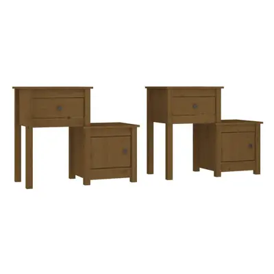 (Honey brown, 2) vidaXL 1/2x Solid Wood Pine Bedside Cabinet End Table Cabinet Multi Colours