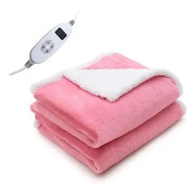 Electric Heated Blanket Fleece & Faux Rabbit Velvet W/10 Heat Settings