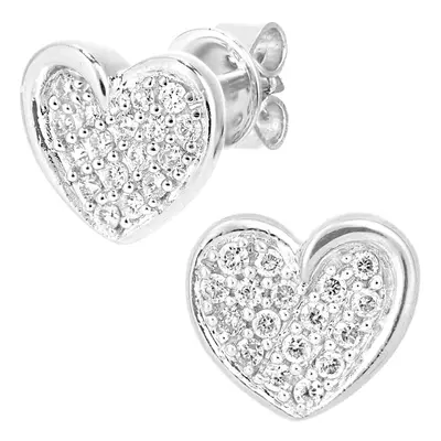 Jewelco London 18ct White Gold Round 20pts Diamond Heart Stud Earrings - PE0AXL5605W18