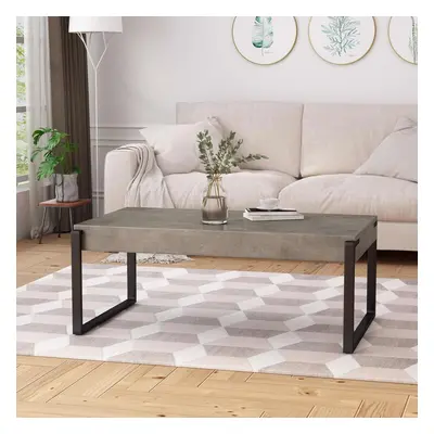 Large Coffee Table Concrete Effect Black Metal Frame Furniture