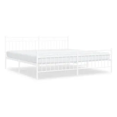 (white, 200x200 cm/with headboard & footboard) vidaXL Metal Bed Frame Home Bedroom Bed Base Matt