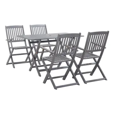 vidaXL Piece Solid Acacia Wood Garden Dining Set Grey Outdoor Table Chair