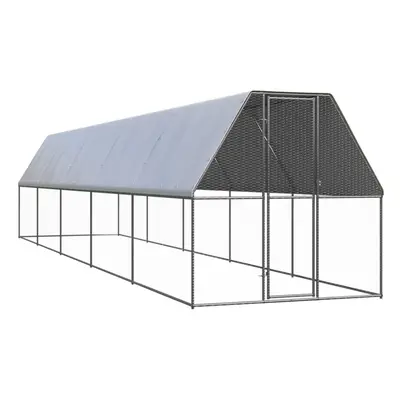 (2 x x m) vidaXL Outdoor Chicken Cage Galvanised Steel Hen House Chicken Run Multi Sizes