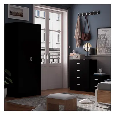 Tunis Door Wardrobe Black Bedroom Furniture Cupboard Metal T-Bar Handles